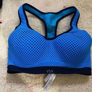 VSX blue sports bra